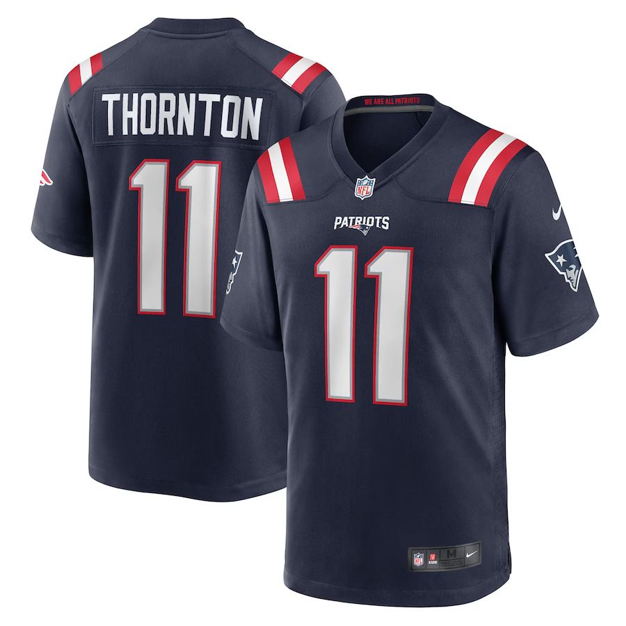 Men New England Patriots #11 Tyquan Thornton Nike Navy Game Player NFL Jersey